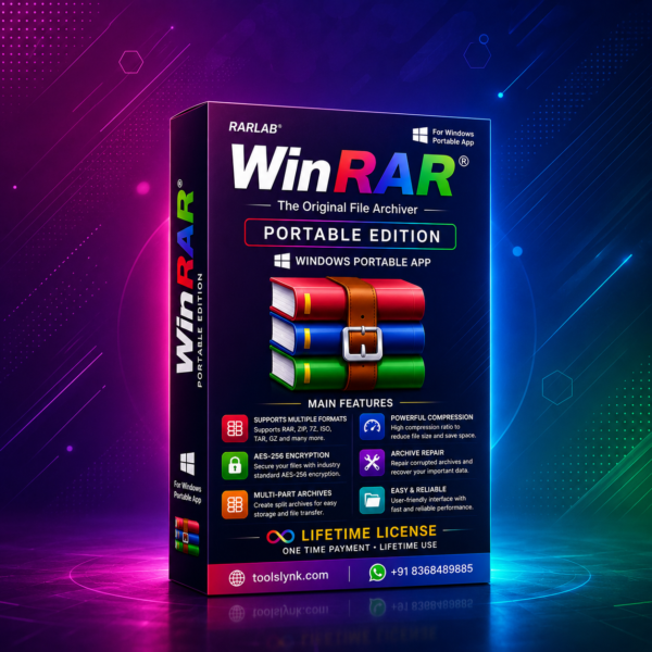 WinRAR Portable Edition for Windows – Lifetime Access ⚡